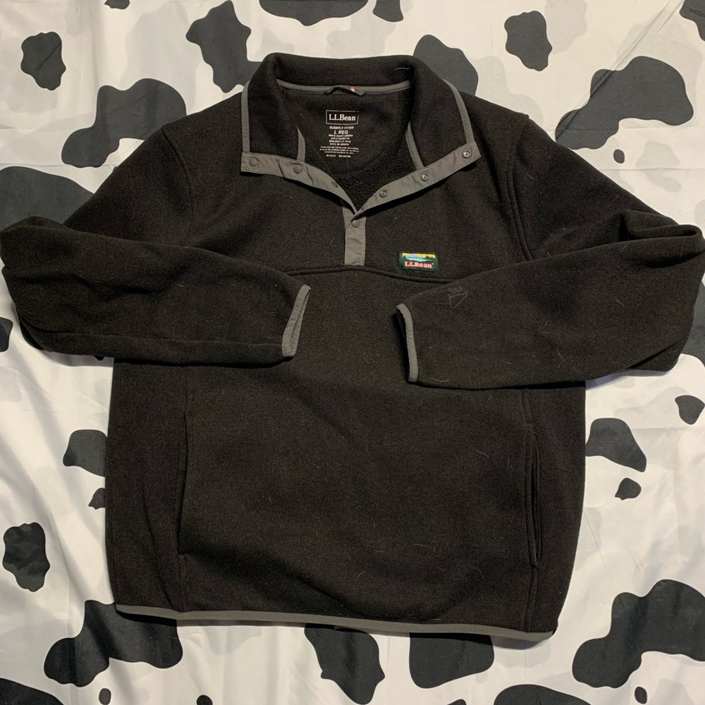 L.L.Bean Black Collared Button Up Hoodie